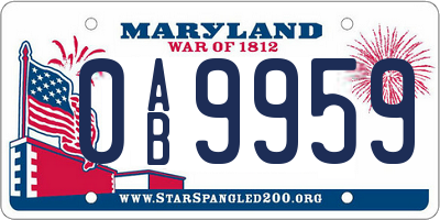 MD license plate 0AB9959