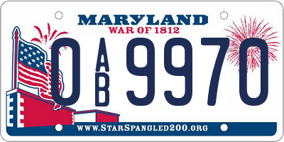 MD license plate 0AB9970