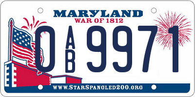 MD license plate 0AB9971