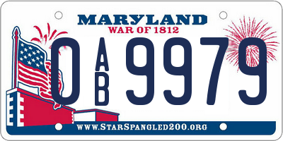 MD license plate 0AB9979