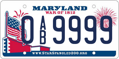 MD license plate 0AB9999