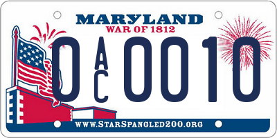 MD license plate 0AC0010