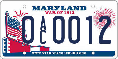 MD license plate 0AC0012