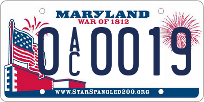 MD license plate 0AC0019
