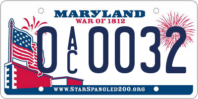 MD license plate 0AC0032