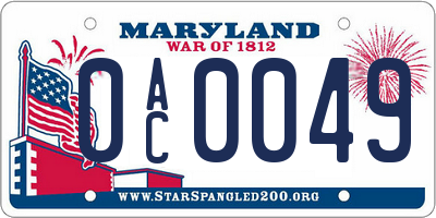 MD license plate 0AC0049
