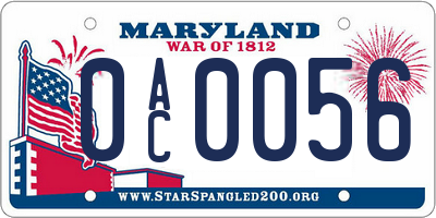 MD license plate 0AC0056