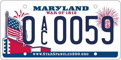 MD license plate 0AC0059