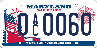 MD license plate 0AC0060
