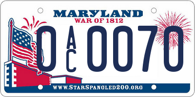 MD license plate 0AC0070