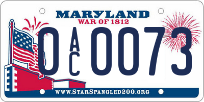 MD license plate 0AC0073
