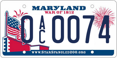 MD license plate 0AC0074