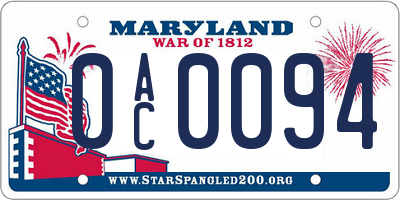 MD license plate 0AC0094