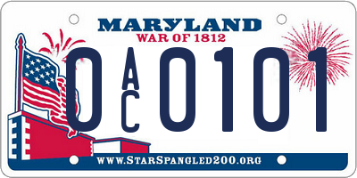 MD license plate 0AC0101