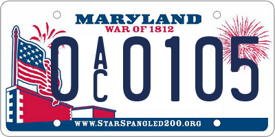 MD license plate 0AC0105