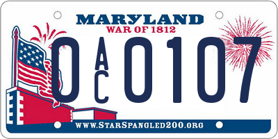 MD license plate 0AC0107