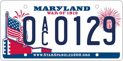 MD license plate 0AC0129