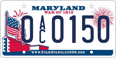 MD license plate 0AC0150