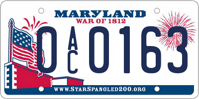 MD license plate 0AC0163