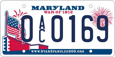MD license plate 0AC0169