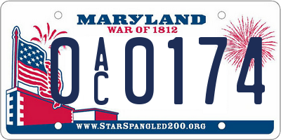 MD license plate 0AC0174