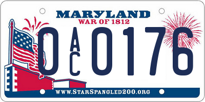 MD license plate 0AC0176
