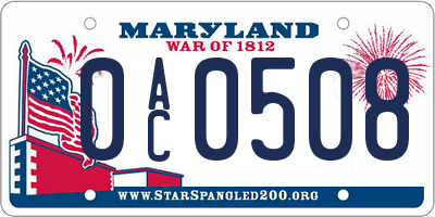 MD license plate 0AC0508