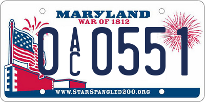 MD license plate 0AC0551