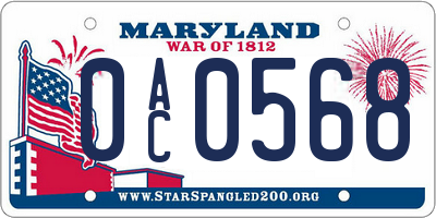 MD license plate 0AC0568