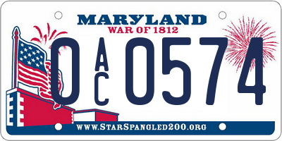 MD license plate 0AC0574