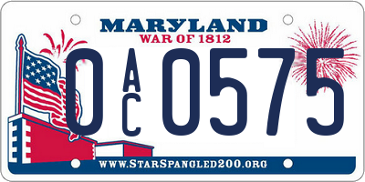 MD license plate 0AC0575
