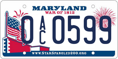 MD license plate 0AC0599