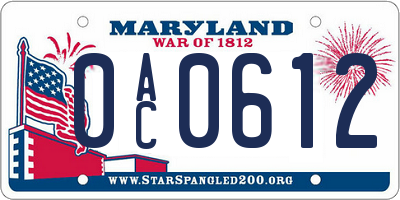 MD license plate 0AC0612