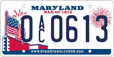 MD license plate 0AC0613