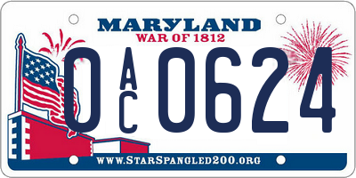 MD license plate 0AC0624