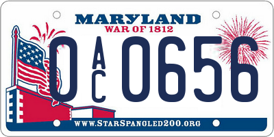 MD license plate 0AC0656