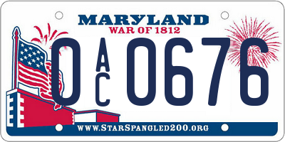 MD license plate 0AC0676
