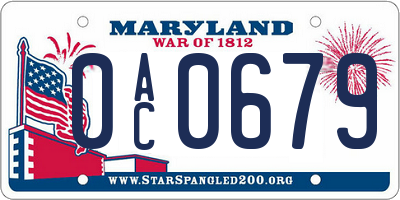 MD license plate 0AC0679