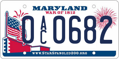 MD license plate 0AC0682