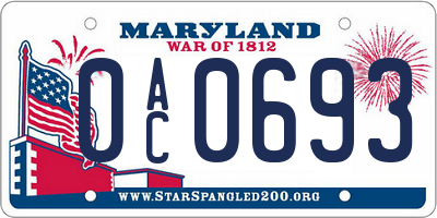 MD license plate 0AC0693