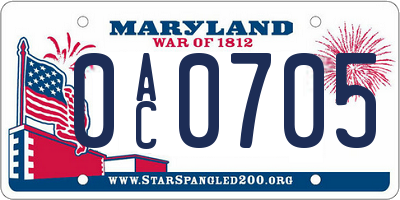 MD license plate 0AC0705