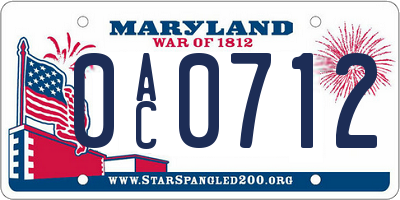MD license plate 0AC0712