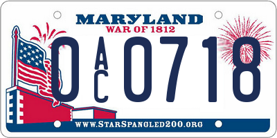 MD license plate 0AC0718