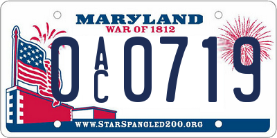 MD license plate 0AC0719