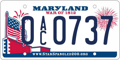 MD license plate 0AC0737