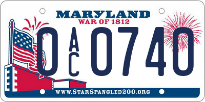 MD license plate 0AC0740