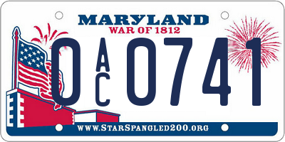 MD license plate 0AC0741