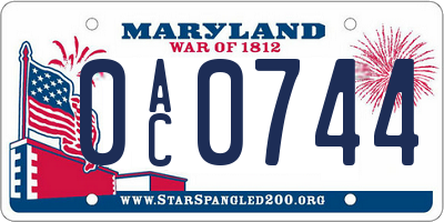 MD license plate 0AC0744