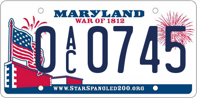 MD license plate 0AC0745