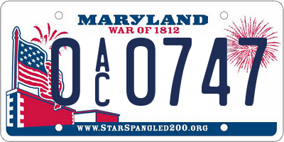 MD license plate 0AC0747